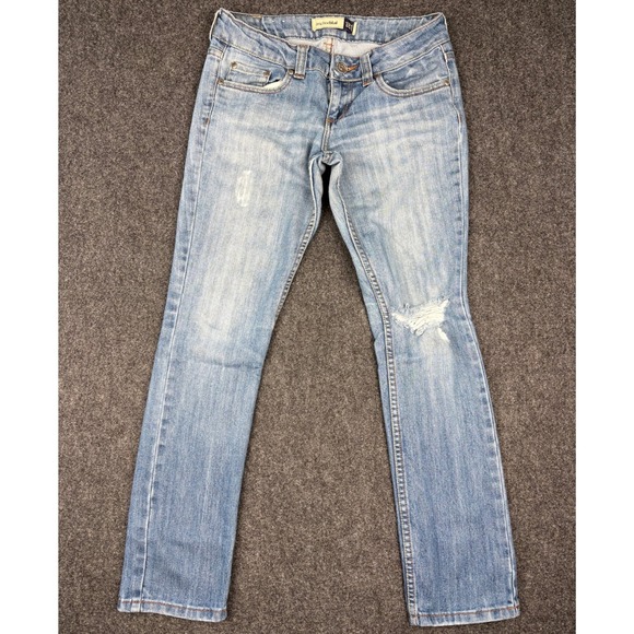 anchor blue Denim - Y2K Anchor Blue Jasmine Skinny Jeans Womens 0S Light Wash Distressed Low Rise